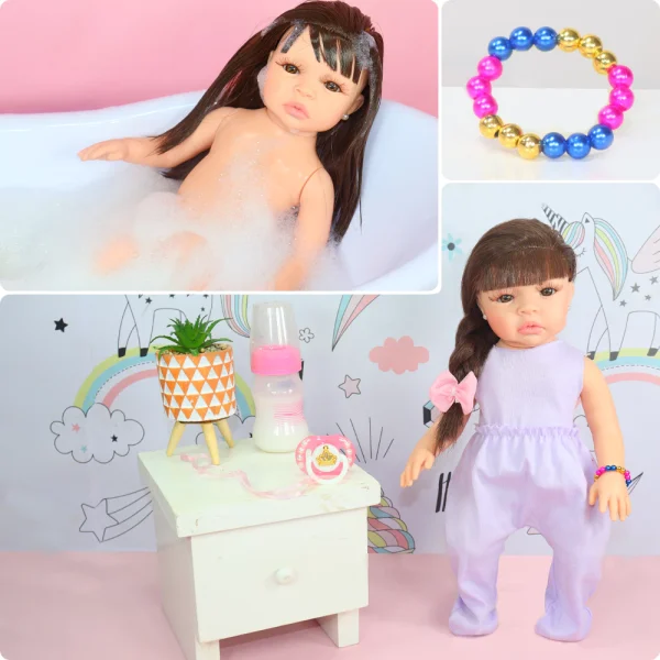 Bebe Reborn Boneca Menina Silicone Realista Com Enxoval 20 Itens - Imagem 9