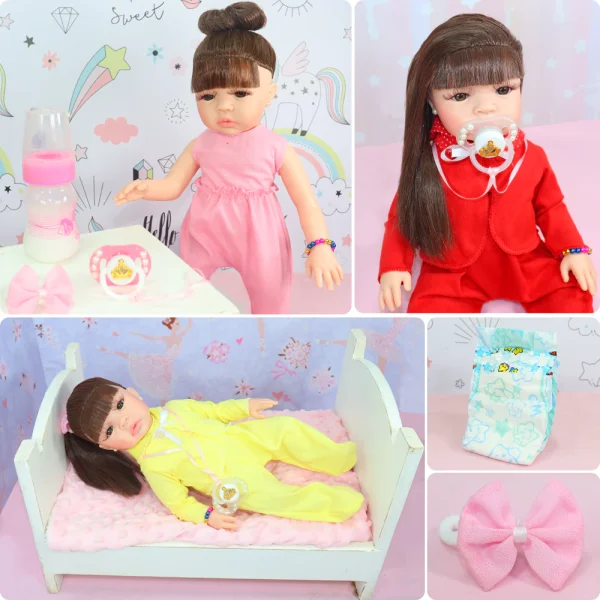Bebe Reborn Boneca Menina Silicone Realista Com Enxoval 20 Itens - Imagem 10