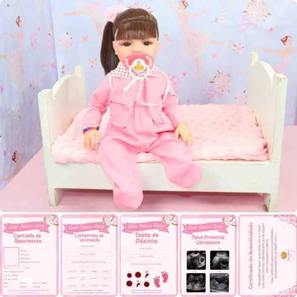 Bebe Reborn Boneca Menina Silicone Realista Com Enxoval 20 Itens - Imagem 6