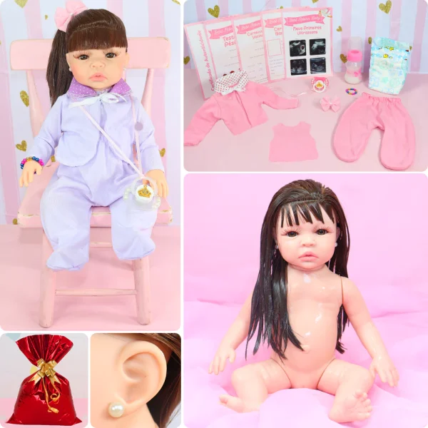 Bebe Reborn Boneca Menina Silicone Realista Com Enxoval 20 Itens - Imagem 11
