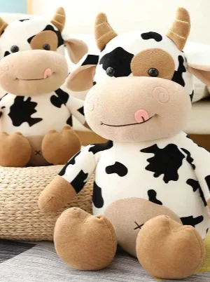 Vaca de Pelúcia Mimosa Fofinha Vaquinha Decoração Boneca Travesseiro Dormir Brinquedo Crianças Presente Mães Pais Família Presente Natal