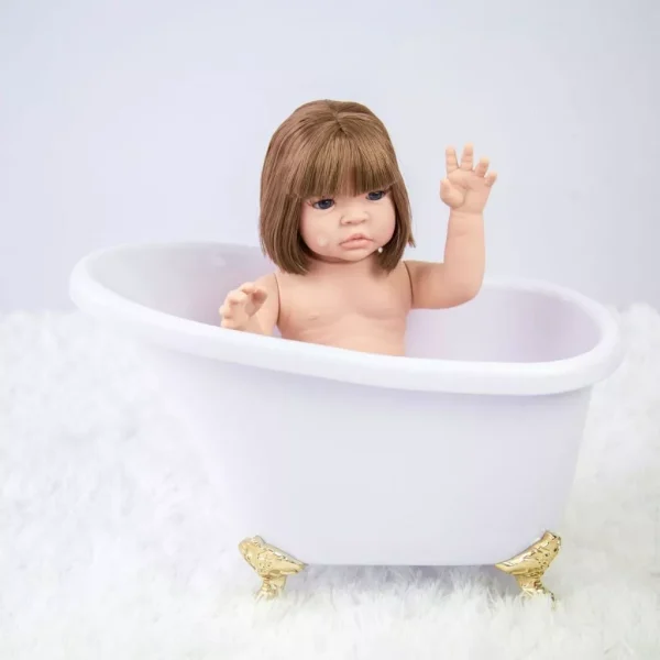 Bebê Reborn Realista Boneca Silicone Pode dar Banho Com Bolsa de Maternidade - Imagem 8