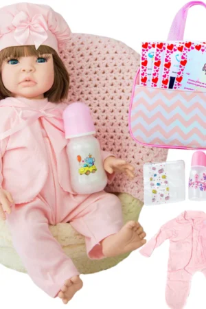 Bebê Reborn Realista Boneca Silicone Pode dar Banho Com Bolsa de Maternidade