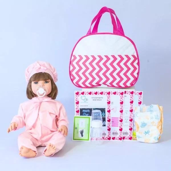 Bebê Reborn Realista Boneca Silicone Pode dar Banho Com Bolsa de Maternidade - Imagem 4