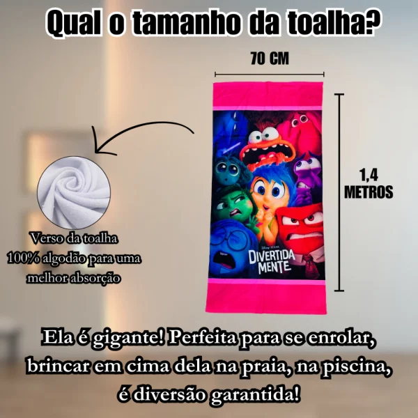 Toalha De Banho E Praia Piscina Infantil Divertidamente - Imagem 11