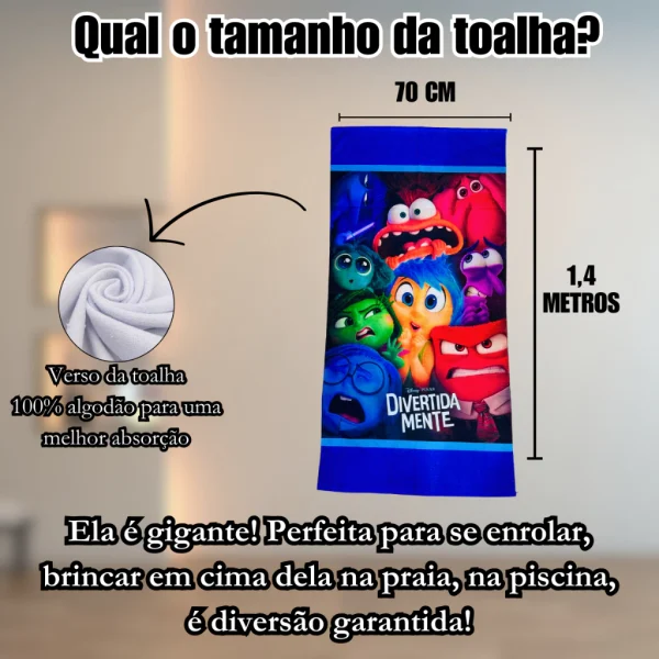 Toalha De Banho E Praia Piscina Infantil Divertidamente - Imagem 12