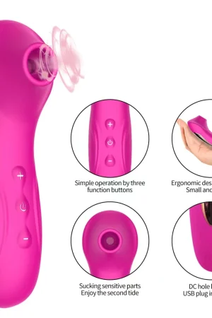 Vibrador Estimulador Sugador de Clitóris e Mamilo Recarregável 10 frequências de Sucção SUC-01