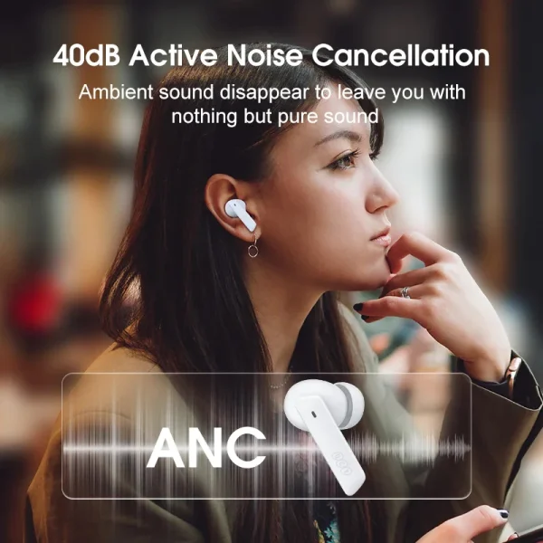 QCY MeloBuds ANC/HT05 Fone De Ouvido Sem Fio Bluetooth 5.2 40dB Intra-depth Com Cancelamento De Ruídos - Imagem 4