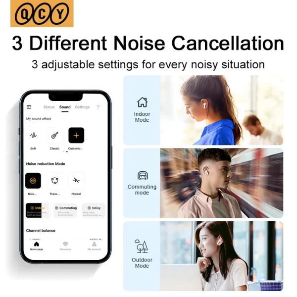 QCY MeloBuds ANC/HT05 Fone De Ouvido Sem Fio Bluetooth 5.2 40dB Intra-depth Com Cancelamento De Ruídos - Imagem 5