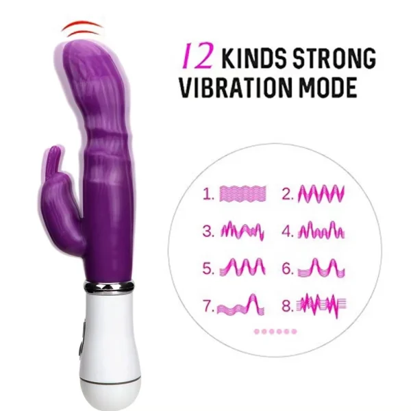 Vibrador RECARREGÁVEL Formato de Coelho Ponto G com Estimulador de Clitoris ZDB-45B - Imagem 6