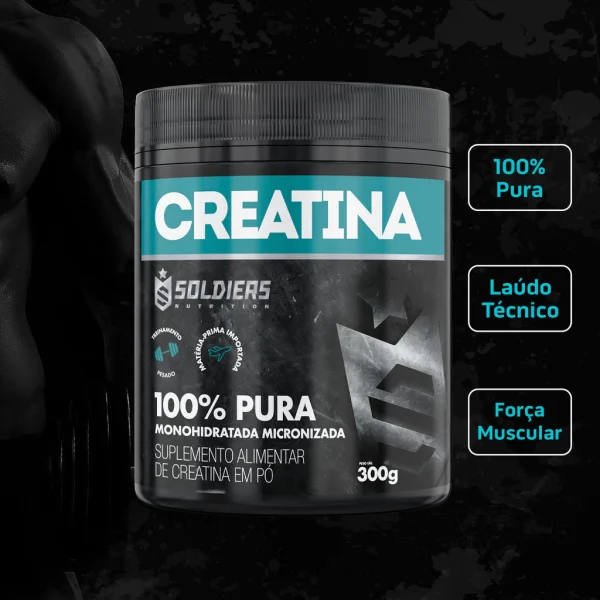 Creatina Monohidratada Pote 300g - 100% Pura Importada - Soldiers Nutrition - Imagem 3