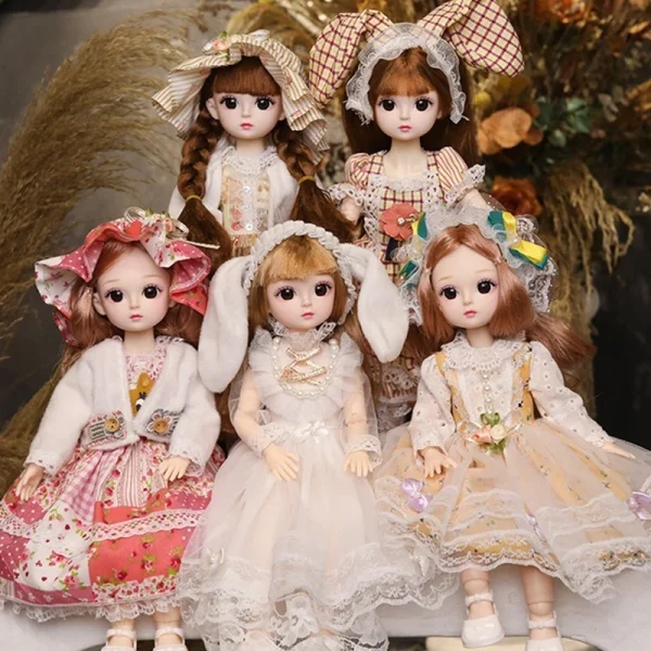 30cm 1/6 BJD Doll Little Girl Cute Dress 21 Boneca Princesa Maquiagem De Beleza Fashion DIY Toy - Imagem 14