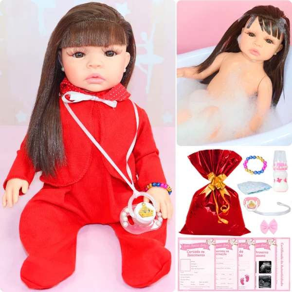 Bebe Reborn Boneca Menina Silicone Realista Com Enxoval 20 Itens - Imagem 2