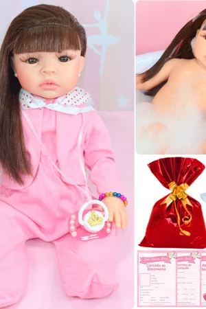 Bebe Reborn Boneca Menina Silicone Realista Com Enxoval 20 Itens