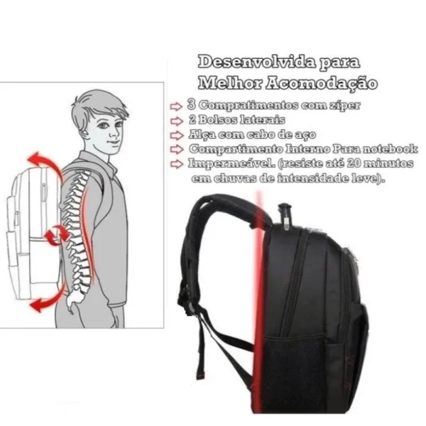 ALL Mochila Bolsa Masculina Impermeável Reforçada - Imagem 14