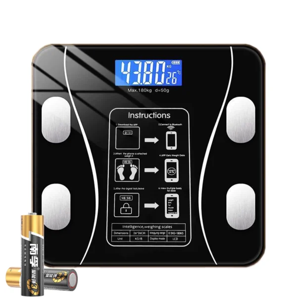 [USB Recarregável] Balança De Bioimpedância Corporal Digital Com Bluetooth 180Kg Pilhas Inclusa Preto cor Branco - Imagem 4