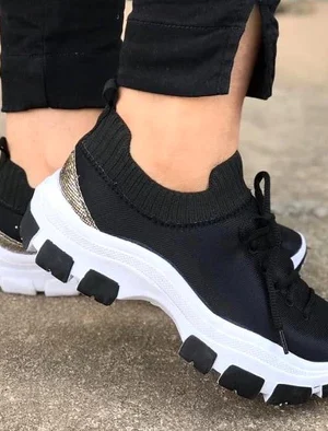 tênis meia feminino sola pintada  com cadarço