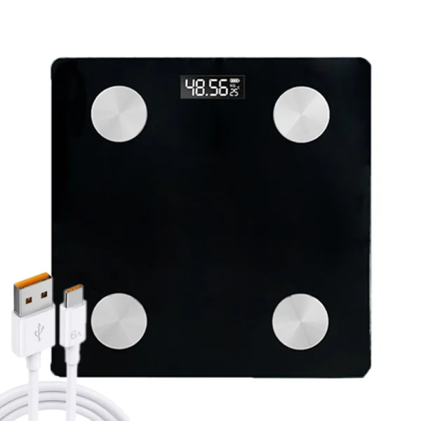 [USB Recarregável] Balança De Bioimpedância Corporal Digital Com Bluetooth 180Kg Pilhas Inclusa Preto cor Branco - Imagem 5
