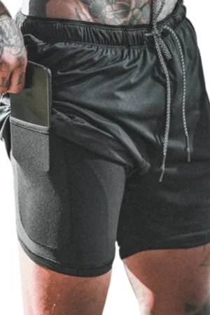 bermuda e shorts 2 em 1 academia e treino sport fit dry fit com elastano com proteçao uv alta qualidade