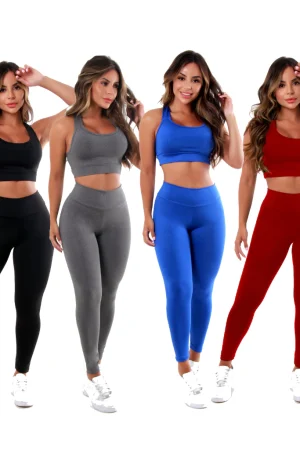 1 Conjunto Calça Legging E Top Fitness Roupas Femininas Para Academia A01