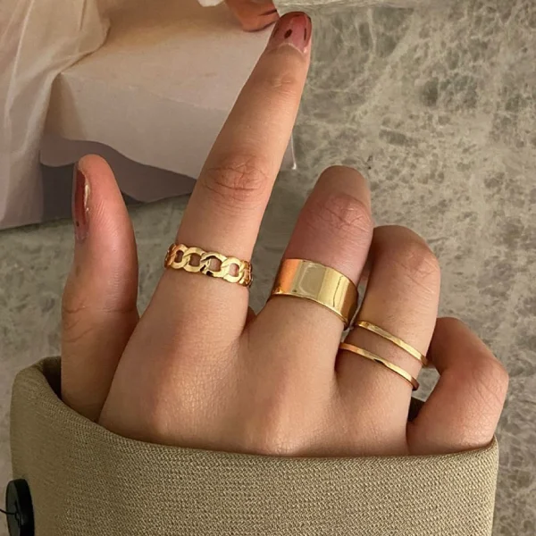 22pçs Conjunto De Anel De Prata Dourado Vintage Para Mulheres Conjunto De Anel De Dedo Joias Femininas Acessórios De Moda Presente De Joias