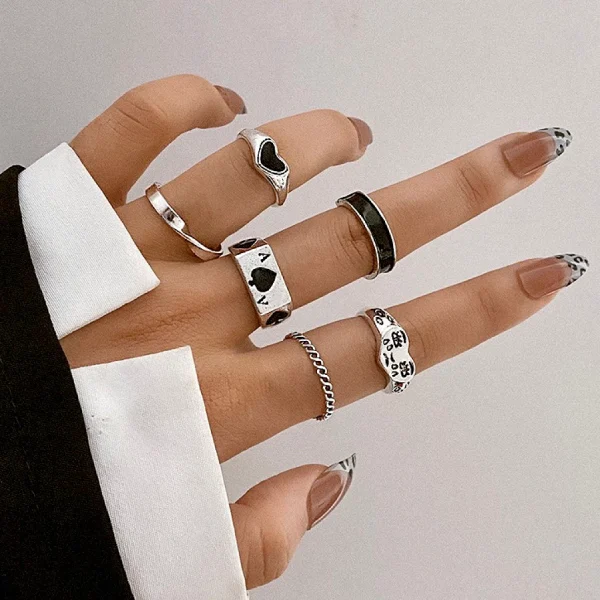 22pçs Conjunto De Anel De Prata Dourado Vintage Para Mulheres Conjunto De Anel De Dedo Joias Femininas Acessórios De Moda Presente De Joias - Imagem 7