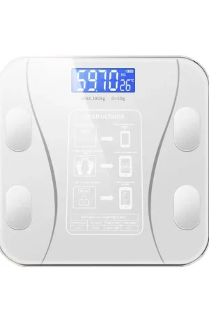 [USB Recarregável] Balança De Bioimpedância Corporal Digital Com Bluetooth 180Kg Pilhas Inclusa Preto cor Branco