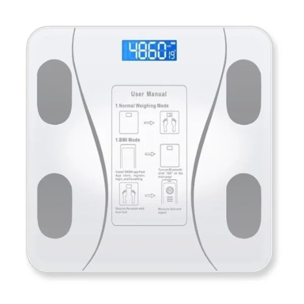 [USB Recarregável] Balança De Bioimpedância Corporal Digital Com Bluetooth 180Kg Pilhas Inclusa Preto cor Branco - Imagem 8