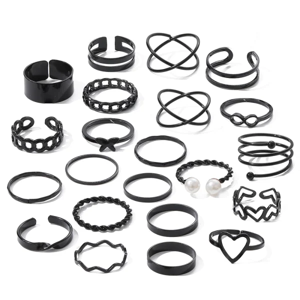 22pçs Conjunto De Anel De Prata Dourado Vintage Para Mulheres Conjunto De Anel De Dedo Joias Femininas Acessórios De Moda Presente De Joias - Imagem 15