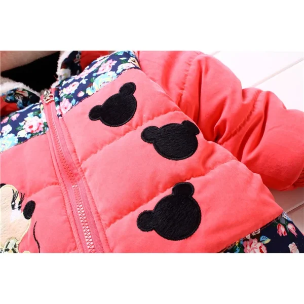 2023 Inverno Nova Menina Minnie Mickey Mouse Bordado Casaco Acolchoado E Quente Para Crianças - Imagem 12