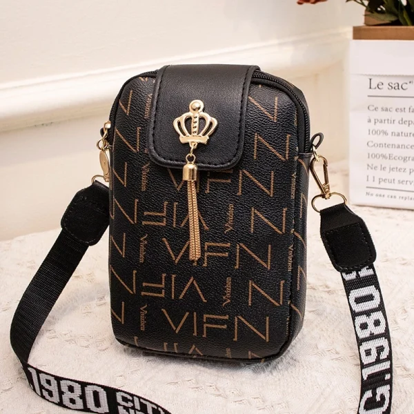 2023 Bolsas femininas da moda Bolsas femininas Fashion Casual Tassel Decorativas Carta Correia de ombro Impresso Diagonal Bolsa para telefone celular - Imagem 10