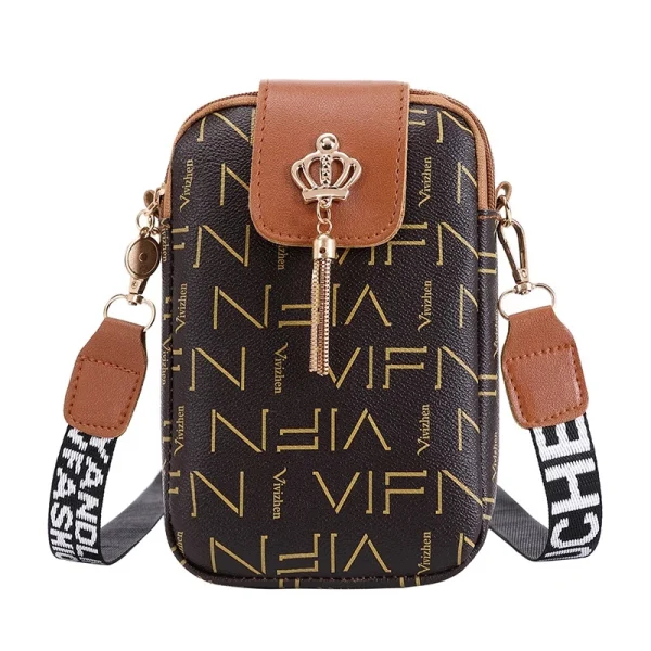 2023 Bolsas femininas da moda Bolsas femininas Fashion Casual Tassel Decorativas Carta Correia de ombro Impresso Diagonal Bolsa para telefone celular - Imagem 9