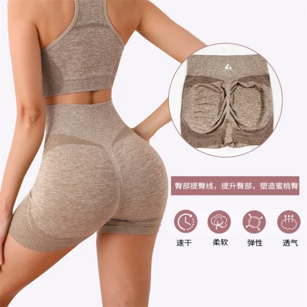 2 pecas /Conjunto Academia Fitness Feminino Leggings 1 Top Bra 1 Shorts Levanta Bumbum - Imagem 7