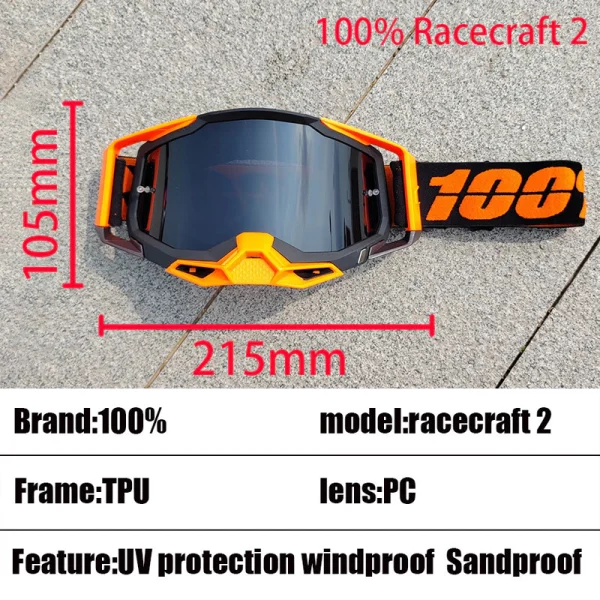 100 % Racecraft 2 Motocross Óculos De UV400 MTB Homens Moto Off-road Para ATV MX - Imagem 37