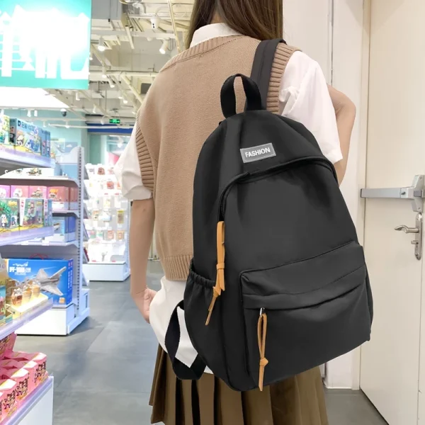1 PC Academy Style Casual Solid Color Dopamine Nylon Sólido Dopamina Grande Capacidade Saco Fechado Escolar Tote Mochila Feminina Para Escola/Tourismo - Imagem 15