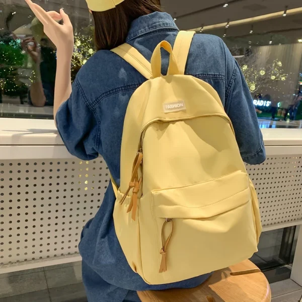 1 PC Academy Style Casual Solid Color Dopamine Nylon Sólido Dopamina Grande Capacidade Saco Fechado Escolar Tote Mochila Feminina Para Escola/Tourismo - Imagem 16