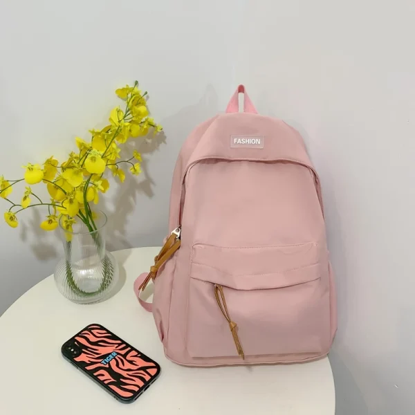 1 PC Academy Style Casual Solid Color Dopamine Nylon Sólido Dopamina Grande Capacidade Saco Fechado Escolar Tote Mochila Feminina Para Escola/Tourismo - Imagem 17