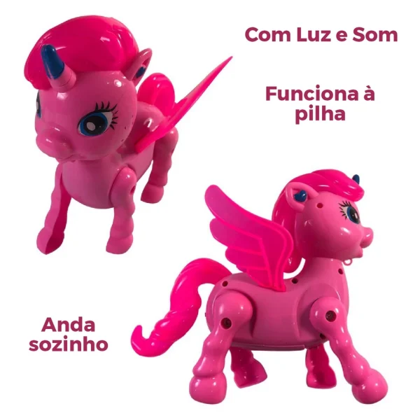 Unicórnio de Brinquedo com Luz e Som - Anda Sozinho - Várias Cores - Imagem 5
