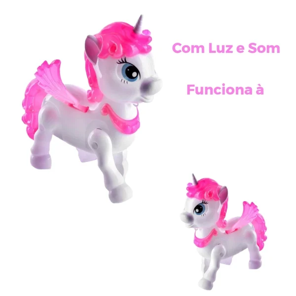 Unicórnio de Brinquedo com Luz e Som - Anda Sozinho - Várias Cores