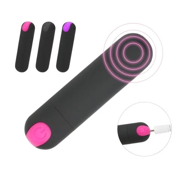 Vibrador Feminino Recarregável Bullet Com 10 Modos de Vibração