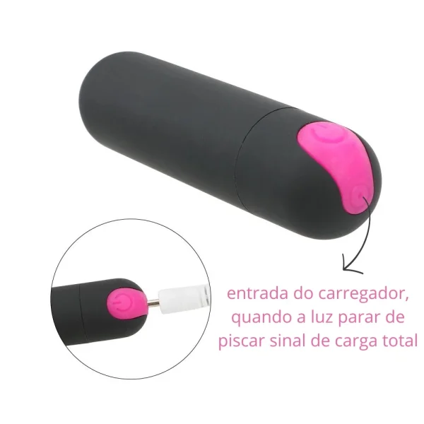 Vibrador Feminino Recarregável Bullet Com 10 Modos de Vibração - Imagem 7