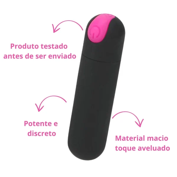 Vibrador Feminino Recarregável Bullet Com 10 Modos de Vibração - Imagem 3