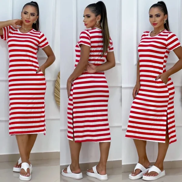 vestido midi  liso e estampados com fenda lateral e com bolso tecido viscolaica,tamanho único g,veste do 40 ao 44 - Imagem 16