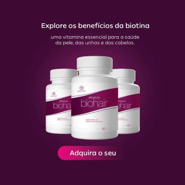 Ak Biohair Suplemento de Biotina para Queda de Cabelo Pele Unhas 60 Cápsulas
