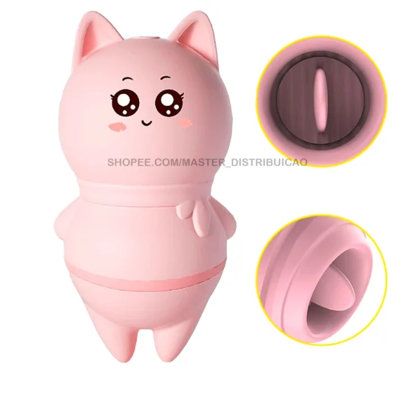 Vibrador Feminino com Língua Formato Gato 10 Vibrações Gatinho - Imagem 3