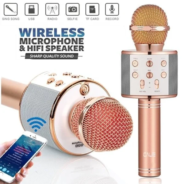 WS-858 - Microfone Infantil de Karaoke Microfone de Brinquedo Sem Fio Bluetooth - Imagem 9