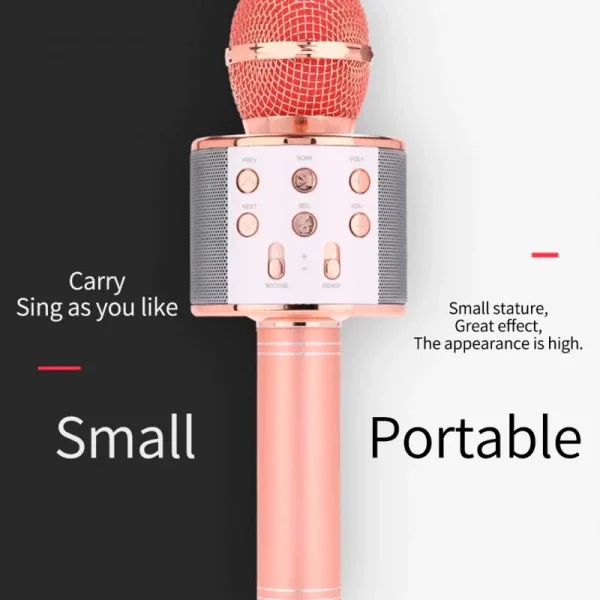 WS-858 - Microfone Infantil de Karaoke Microfone de Brinquedo Sem Fio Bluetooth - Imagem 7