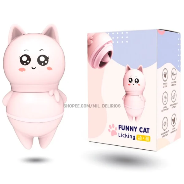 Vibrador Feminino com Língua Formato Gato 10 Vibrações Gatinho