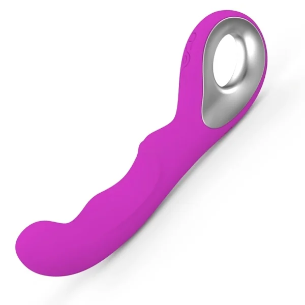 Vibrador Feminino Ponto G Com Textura Ondulada Alça Metalizada Recarregável - Imagem 2