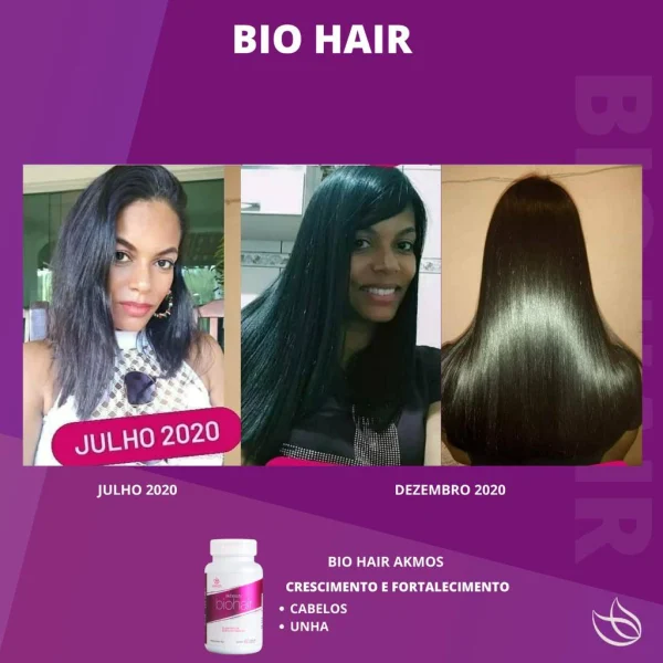Akbeauty Biohair Akmos Suplemento D Biotina para   Cabelo Pele Unha 60 cápsulas - Imagem 6